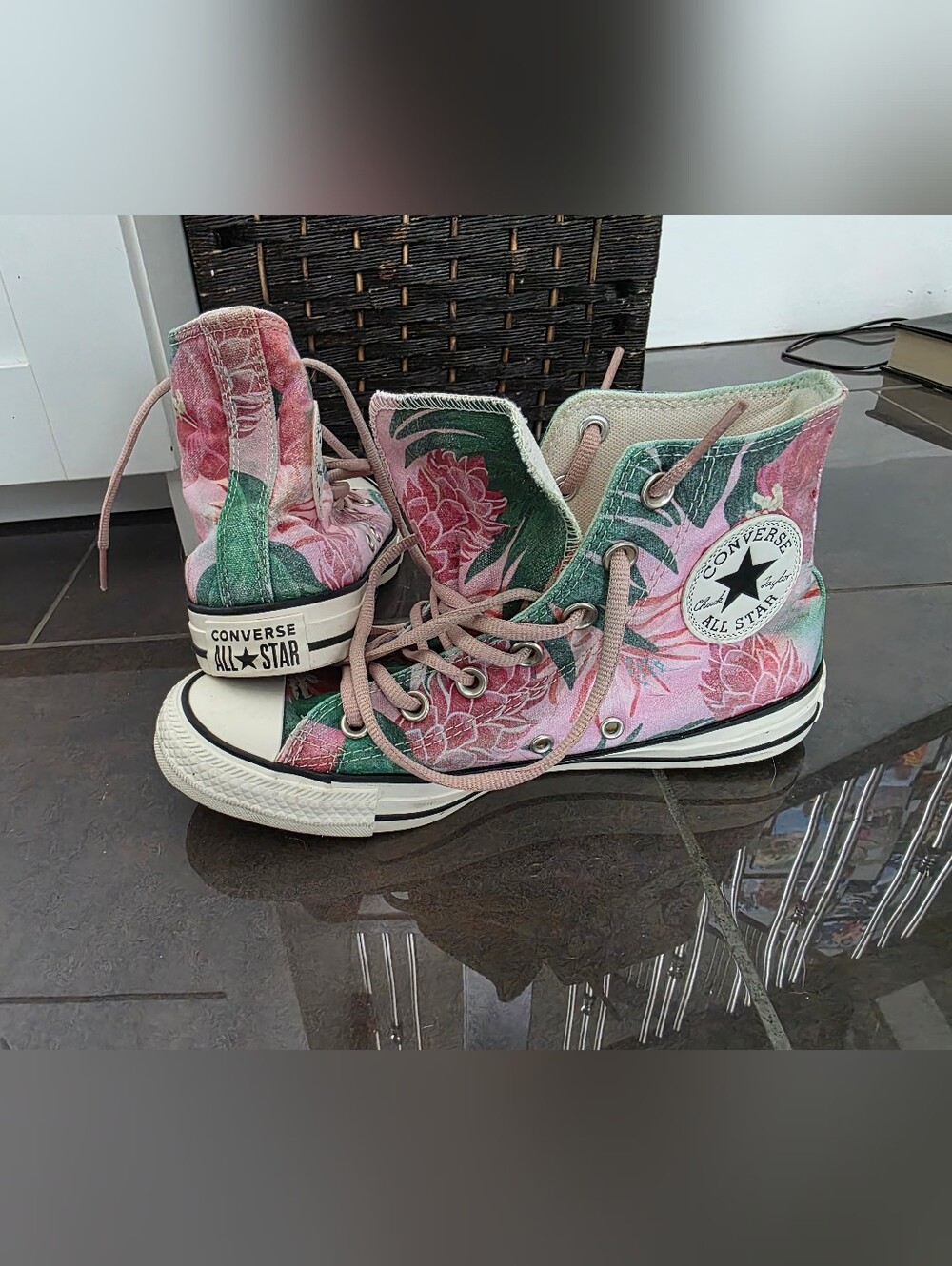 Converse All Star Floral High-Top Sneakers - Pink/Green